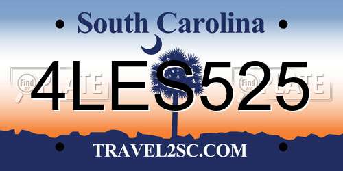 4LES525 South Carolina License Plate
