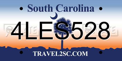 4LES528 South Carolina License Plate