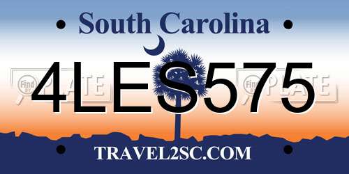 4LES575 South Carolina License Plate
