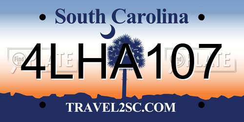 4LHA107 South Carolina License Plate