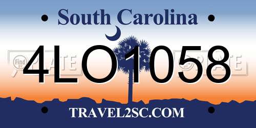 4LO1058 South Carolina License Plate