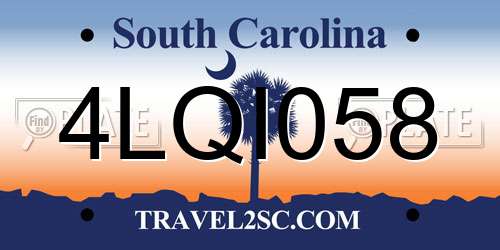 4LQI058 South Carolina License Plate