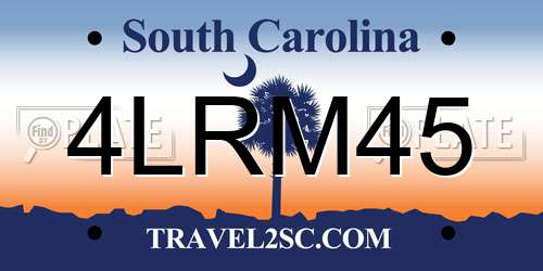 4LRM45 South Carolina License Plate