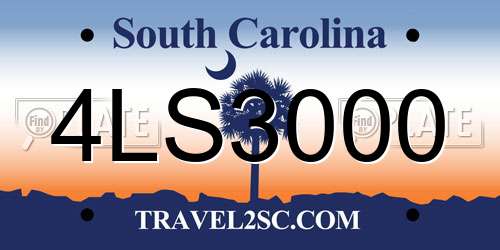 4LS3000 South Carolina License Plate