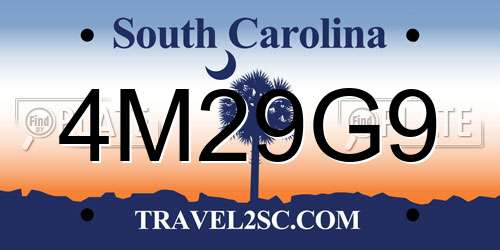 4M29G9 South Carolina License Plate