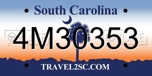 4M30353 South Carolina License Plate