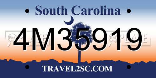 4M35919 South Carolina License Plate