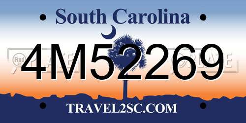 4M52269 South Carolina License Plate