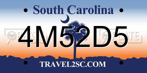 4M52D5 South Carolina License Plate