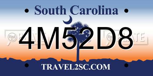 4M52D8 South Carolina License Plate