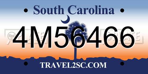 4M56466 South Carolina License Plate