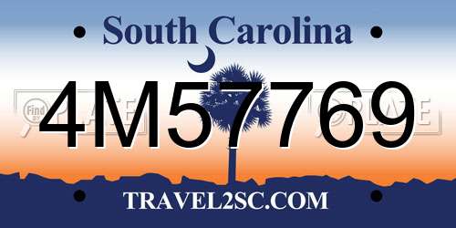 4M57769 South Carolina License Plate