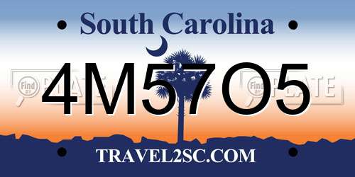 4M57O5 South Carolina License Plate