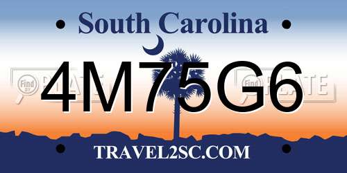 4M75G6 South Carolina License Plate