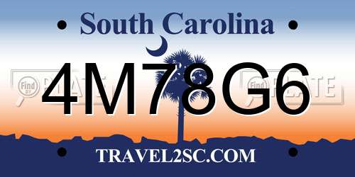 4M78G6 South Carolina License Plate