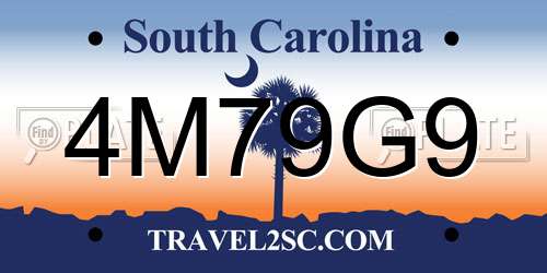 4M79G9 South Carolina License Plate