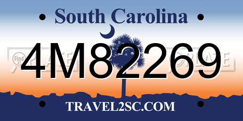 4M82269 South Carolina License Plate