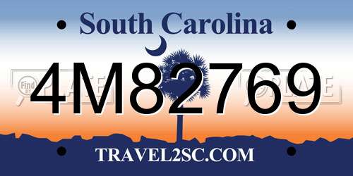 4M82769 South Carolina License Plate
