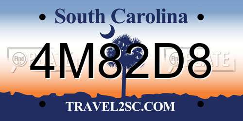 4M82D8 South Carolina License Plate