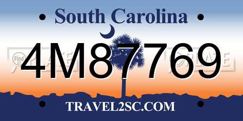 4M87769 South Carolina License Plate