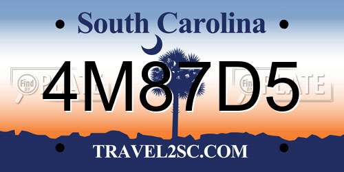 4M87D5 South Carolina License Plate