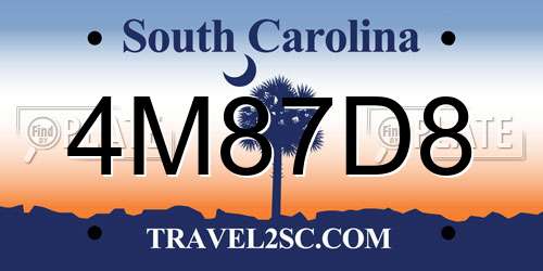 4M87D8 South Carolina License Plate