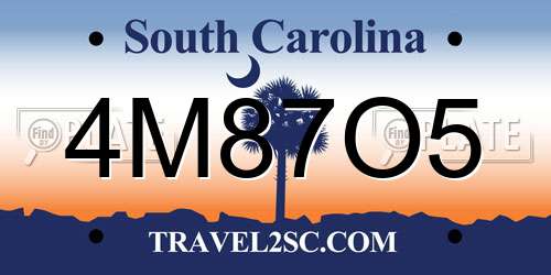 4M87O5 South Carolina License Plate