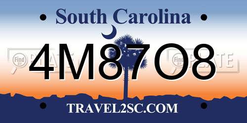 4M87O8 South Carolina License Plate