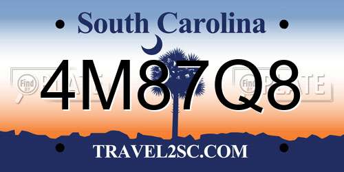 4M87Q8 South Carolina License Plate