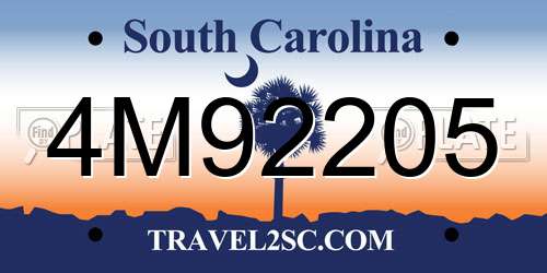 4M92205 South Carolina License Plate