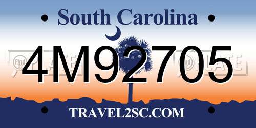 4M92705 South Carolina License Plate