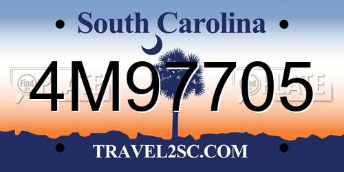 4M97705 South Carolina License Plate