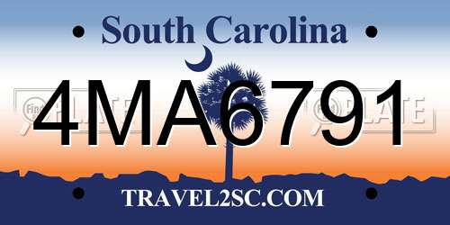 4MA6791 South Carolina License Plate