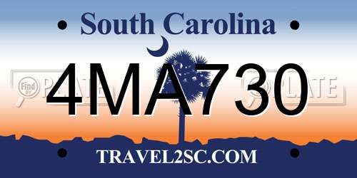 4MA730 South Carolina License Plate