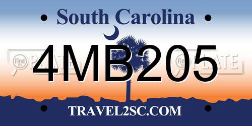 4MB205 South Carolina License Plate
