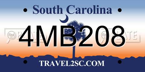 4MB208 South Carolina License Plate