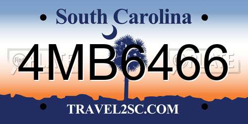 4MB6466 South Carolina License Plate
