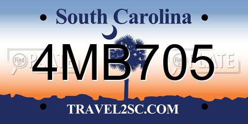 4MB705 South Carolina License Plate