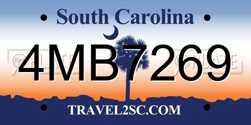 4MB7269 South Carolina License Plate