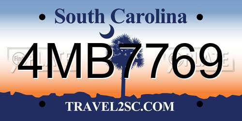 4MB7769 South Carolina License Plate