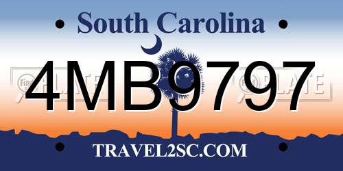 4MB9797 South Carolina License Plate