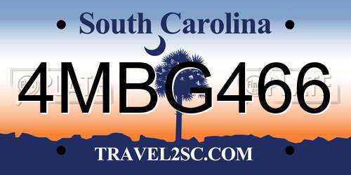 4MBG466 South Carolina License Plate