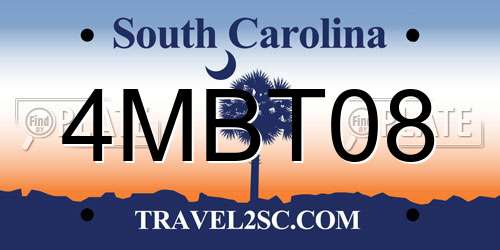 4MBT08 South Carolina License Plate