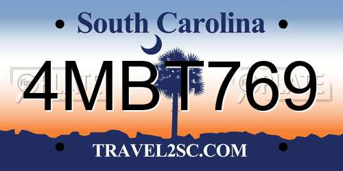 4MBT769 South Carolina License Plate