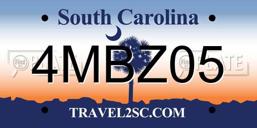 4MBZ05 South Carolina License Plate