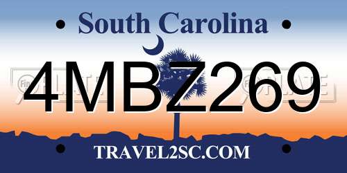 4MBZ269 South Carolina License Plate