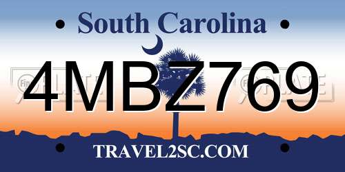 4MBZ769 South Carolina License Plate