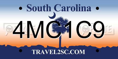 4MC1C9 South Carolina License Plate