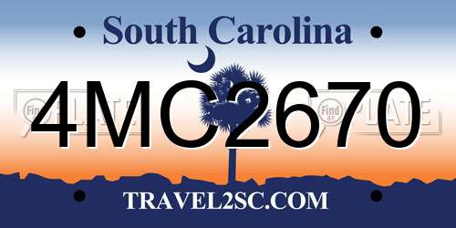 4MC2670 South Carolina License Plate