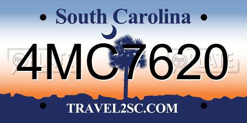 4MC7620 South Carolina License Plate